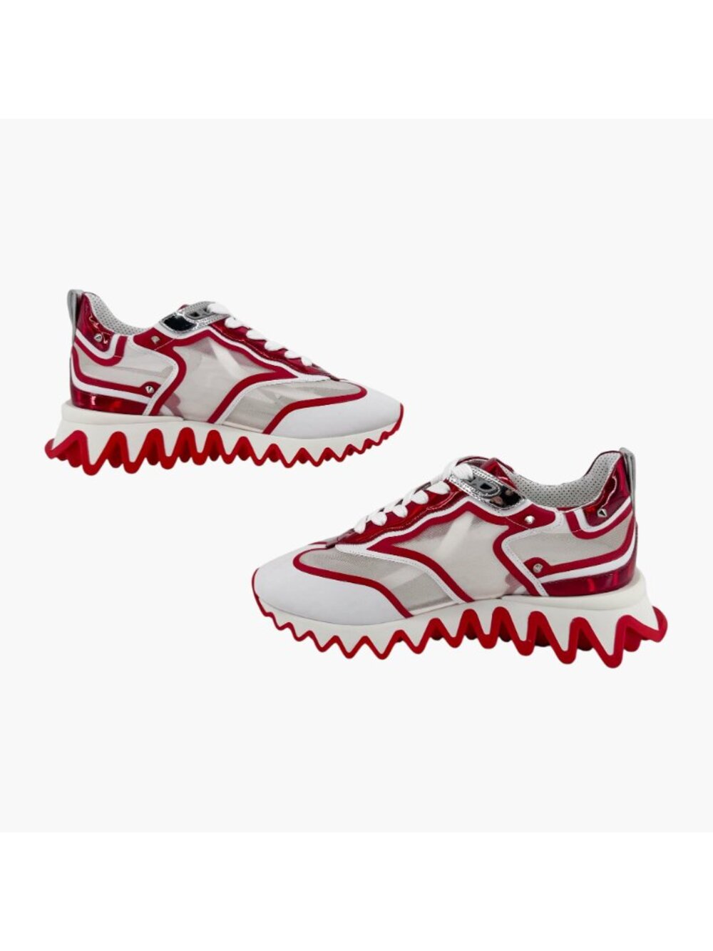 Christian Louboutin Sharkina White Mesh Red Sneakers Size 39.5 US 9.5 Women 6924 - Picture 11 of 15